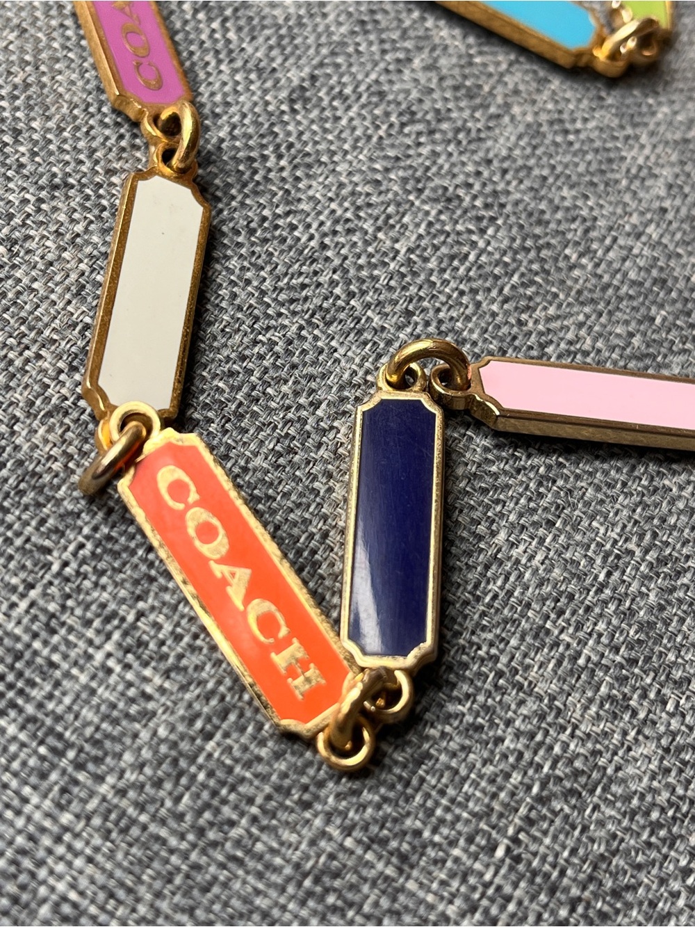 Coach Colorblock Enamel Link Necklace with Multicolor and Logo Links - Picture 5 of 10